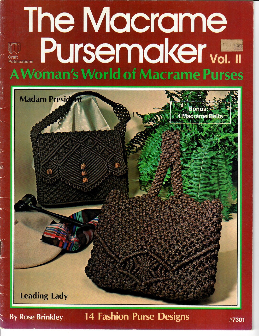 Libro de patrones vintage de The Macrame Pursemaker de Rose Brinkley #7301