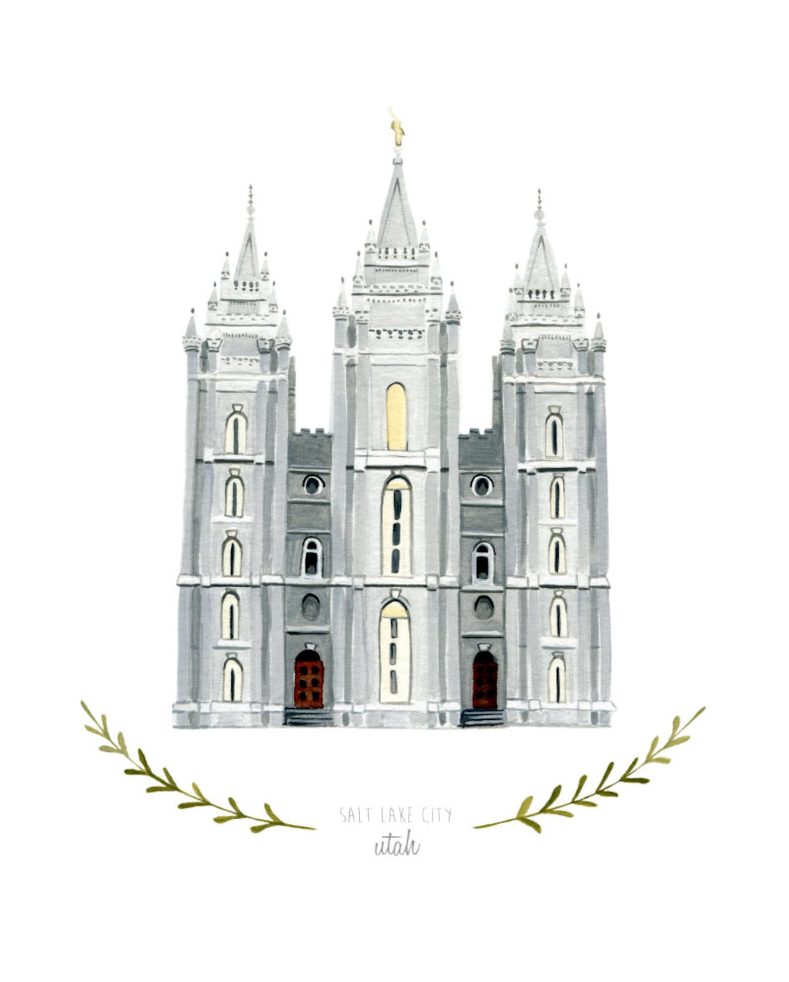 Salt Lake City Utah LDS Temple Illustration Archival Art Etsy