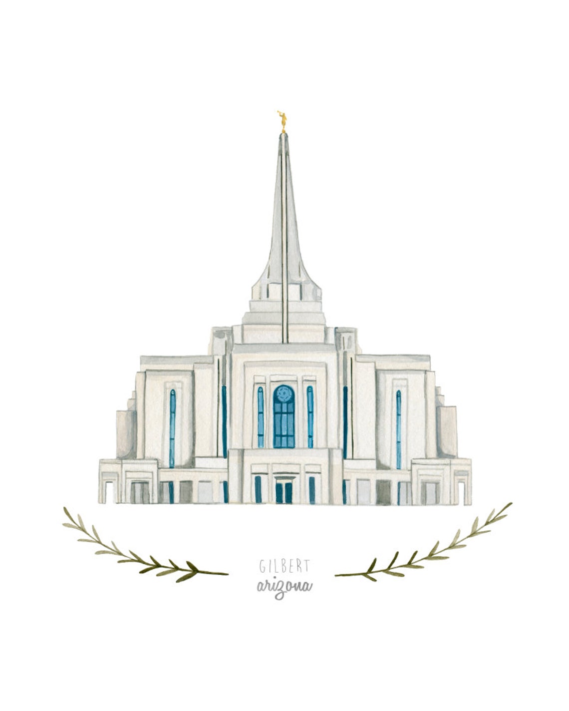 Gilbert Arizona LDS Temple Illustration Archival Art Print | Etsy