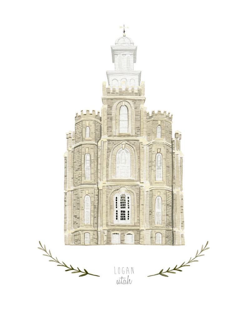 Logan Utah LDS Temple Illustration Archival Art Print Etsy