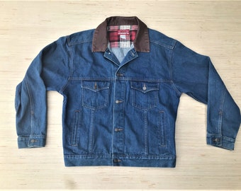 marlboro denim jacket leather collar