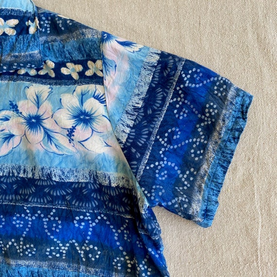 90s Jams World Hawaiian Shirt, Blue Tropical Flor… - image 6