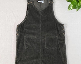 Vintage 1990s Green Corduroy Jumper Dress, Women's Size 2X
