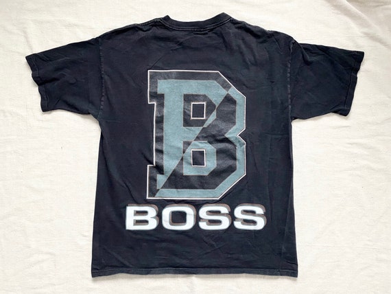 90s BOSS T-shirt Double Sided Big Graphic Logo Black Faded - Etsy