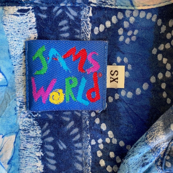 90s Jams World Hawaiian Shirt, Blue Tropical Flor… - image 2