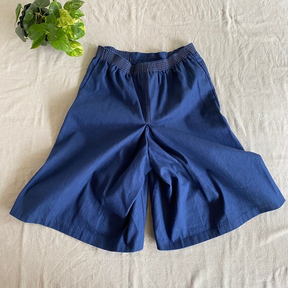 High Waist Pleated Denim Culottes main image 0