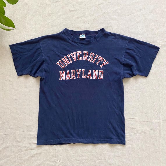 Vintage 1980s Champion University of Maryland T-shirt, Blue Short 
