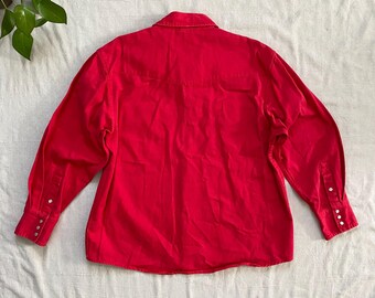 Vintage 90s Marlboro Red Denim Western Shirt, Pearl Snap Long