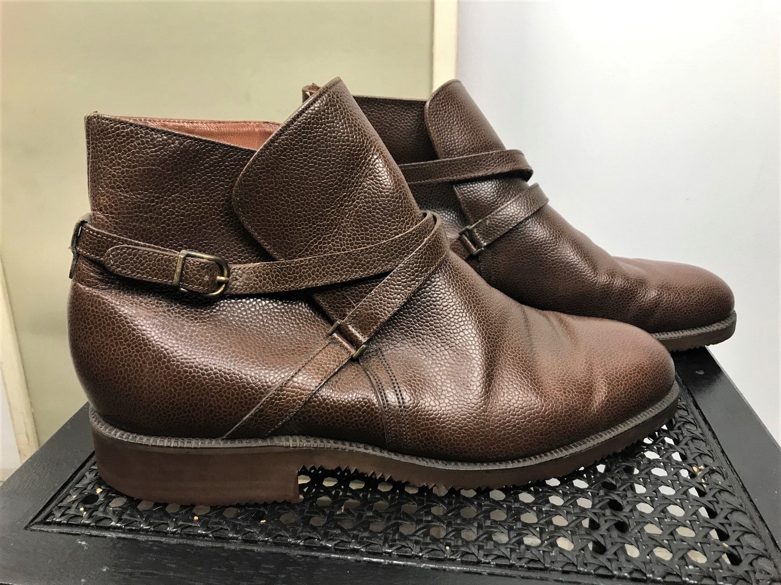 Vintage Florsheim Boots Buckle Strap Ankle Boot Brown Pebbled - Etsy