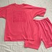 90s Paris France T-shirt and Shorts Matching Set Large XL Pink Rib Knit Two Piece
