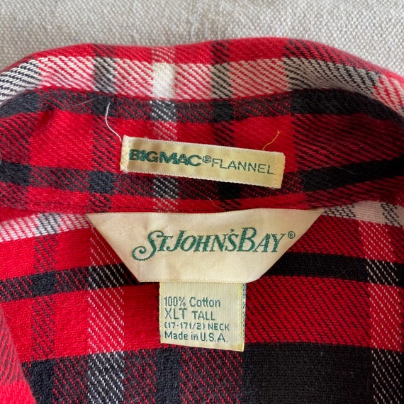 Vintage 80s Big Mac Plaid Flannel Shirt, Red and … - image 3