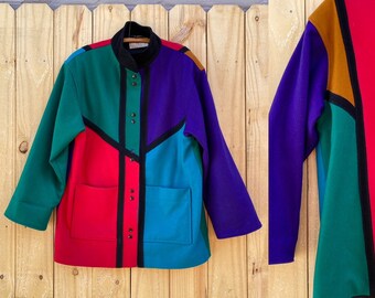 Multicolor Wool Coat - Etsy Multicolor Wool Coat - Etsy