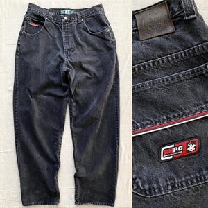 Vintage 90s-y2k Beverly Hills Polo Club Baggy Jeans, Black Denim