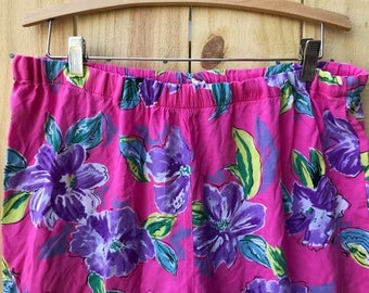 90s Pink Floral Two Piece Matching Set Shirt Pants Rayon Flower Print Set Size Medium Elastic Waist Shoulder Pads 80s Matching Two Piece Kleding Dameskleding Pyjamas & Badjassen Sets 