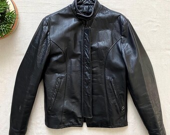 Vintage Y2k/2000s Pink Leather Biker Jacket, Black and White