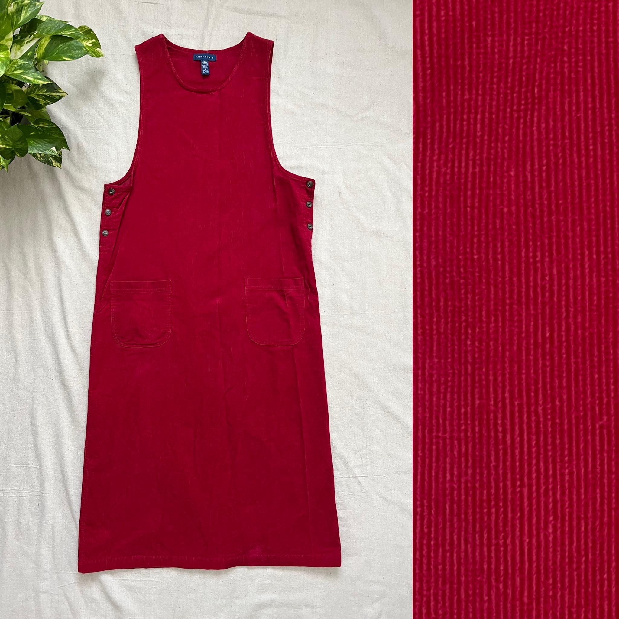 open lace back dress KJP Women's Rustic Stag Embroidered Corduroy Jumper Dress in Maroon L main image 0