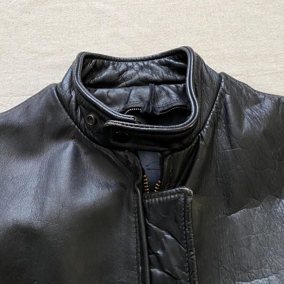 Vintage 60s-70s Cafe Racer Motorcycle Biker Jacket, Black