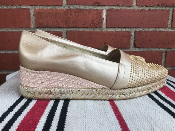 Timothy Hitsman Gold Espadrilles Vintage 80s 90s … - image 4