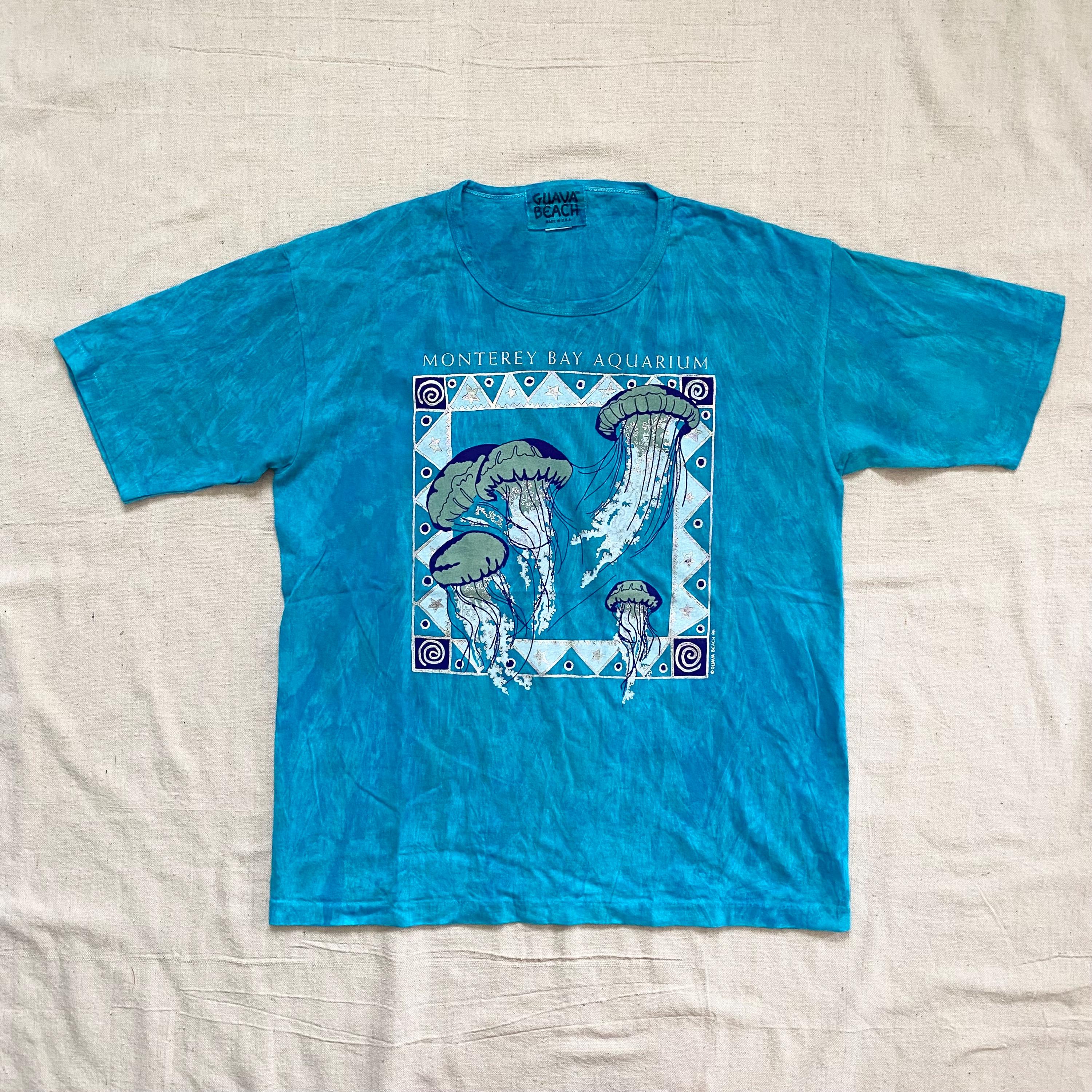 トップス MONTEREY BAY AQUARIUM JELLYFISH T Vintage 1990s Monterey Bay Aquarium Jellyfish T-shirt, Teal Blue