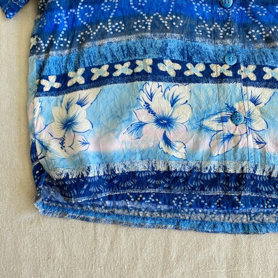 90s Jams World Hawaiian Shirt, Blue Tropical Flor… - image 7