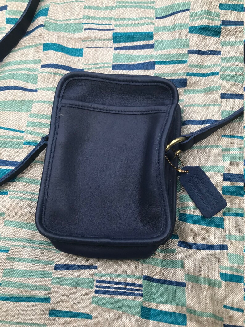Vintage Coach Bag 9973 Kit Camera Bag Navy Blue Leather Coach Etsy