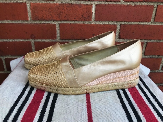 Timothy Hitsman Gold Espadrilles Vintage 80s 90s … - image 1