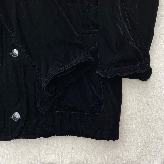 Vintage Black Velvet Coat with Hood, 90s Banana R… - image 5