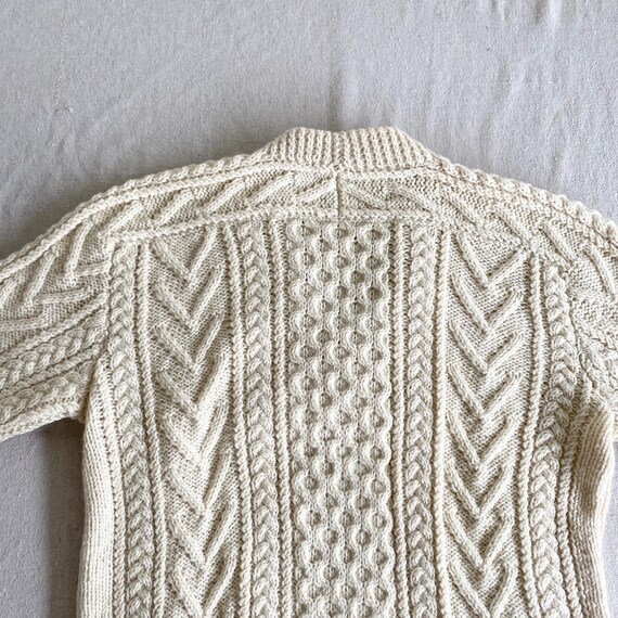 Vintage Irish Wool Fisherman Sweater, Cream White… - image 9