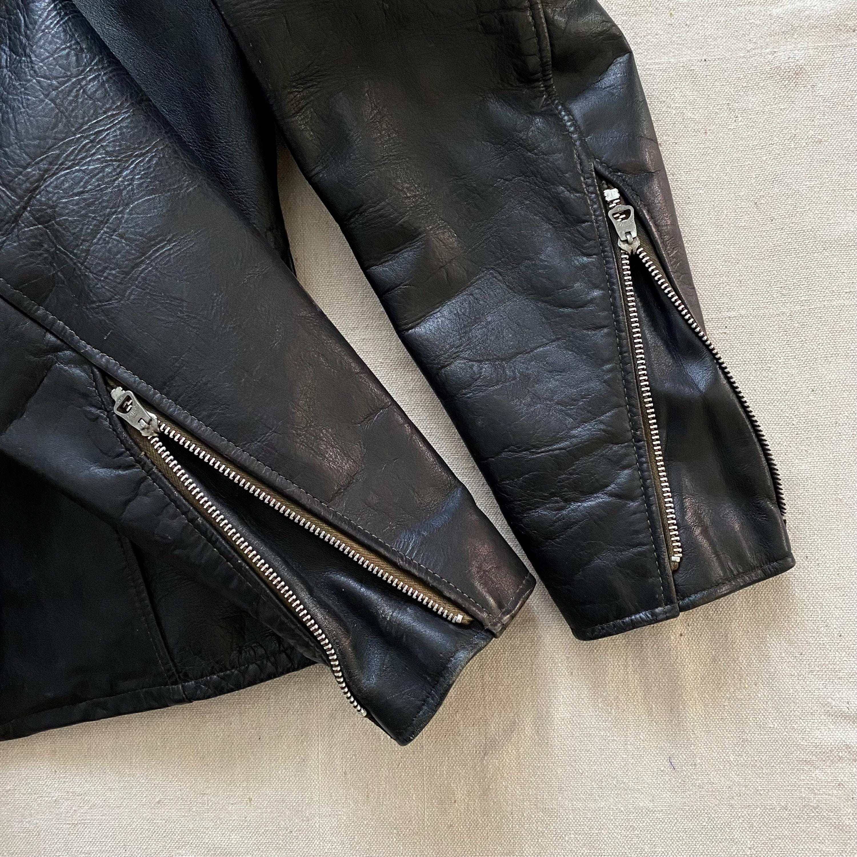 60s vintage USA製 カフェレーサー ライダース ジャケット 60s Centreproof Biker Leather Jacket Lighting Zip Size S | eBay