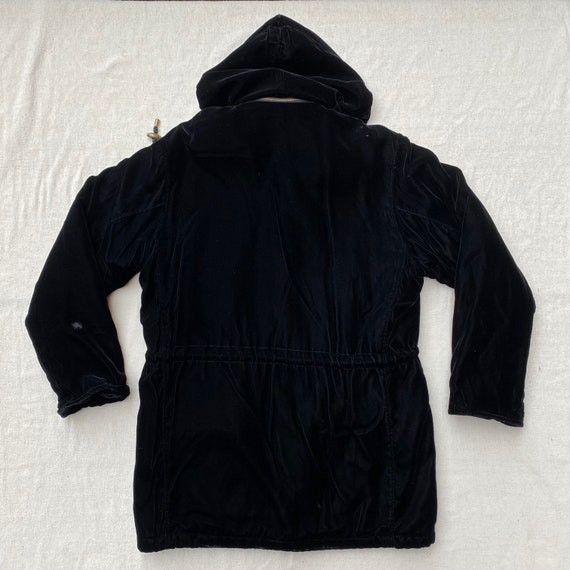 Vintage Black Velvet Coat with Hood, 90s Banana R… - image 7