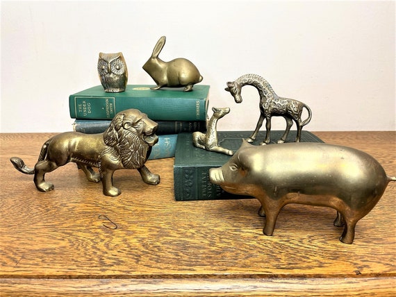 Vintage Mid Century Brass Animals Your Choice Lion Pig Owl Rabbit