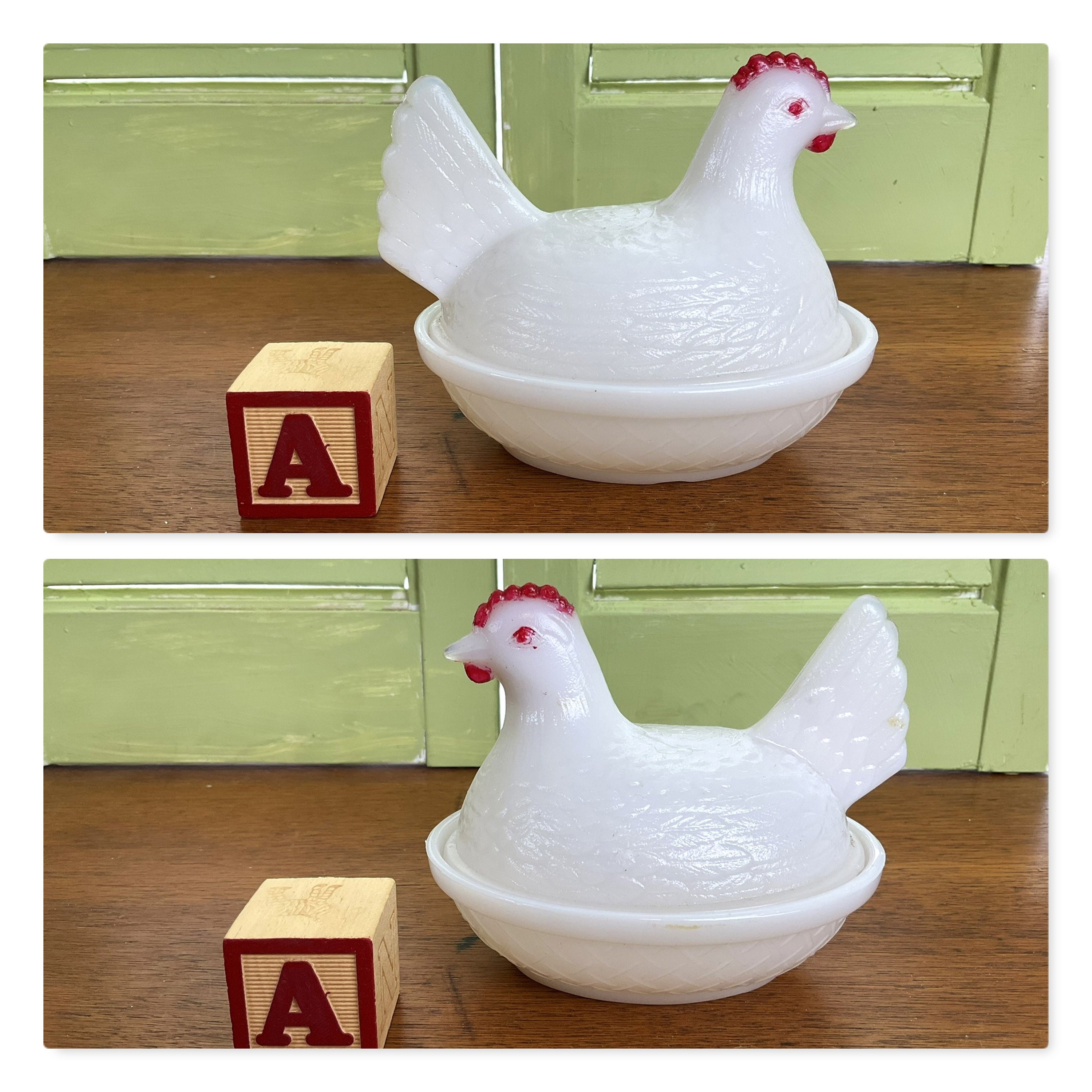 Vintage Milk Glass Hen on Nest Salt Cellars - Your Choice