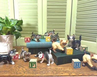 Vintage Ceramic Cat/Kitten Figurines - Your Choice - Siamese - Tiger Striped - Tuxedo - Japan - Cottagecore - Farmhouse Decor
