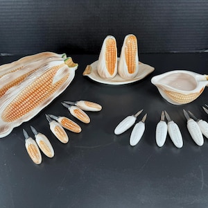 Vintage Ceramic Corn on the Cob Serving Pieces - Your Choice - Plates - Picks - S&P Set - Butter Pitcher -  - 1950's - Picnic/BBQ