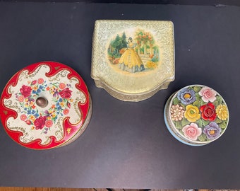 Vintage English Biscuit Tins -  Your Choice - Pretty Floral Candy and Cookie Tins - Vintage Canisters - Vintage Storage