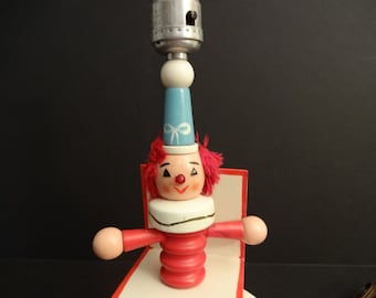 Colorful Vintage Jack in the Box Nursery Lamp - Wooden Nursery Rhyme Lamp - Child/Baby Lamp/Lighting - Nursery Decor - Baby's Room Lamp