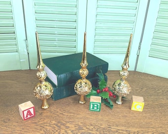 Vintage Bradford Gold Embossed Plastic Christmas Tree Topper with Lantern Decoration - Your Choice - 3 Available - Unbreakable - Mid Century