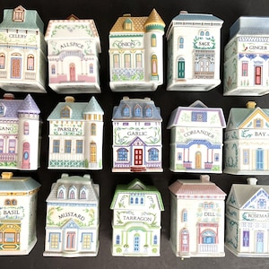 Lenox Spice Village Jars- 1989 - Your Choice - Sold Individually - Fine Porcelain Victorian House Spice Jars - Mint - Cottagecore - Gift