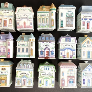 Lenox Spice Village Jars- 1989 - Your Choice - Sold Individually - Fine Porcelain Victorian House Spice Jars - Mint - Cottagecore - Gift