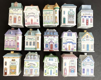 Lenox Spice Village Jars- 1989 - Your Choice - Sold Individually - Fine Porcelain Victorian House Spice Jars - Mint - Cottagecore - Gift