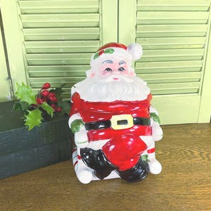 Vintage Christmas Lefton Santa Claus Cookie Jar, Mid Century Santa