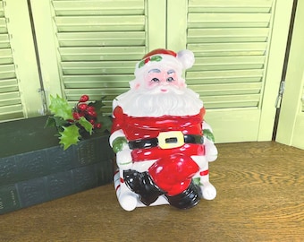 Vintage Christmas Lefton Santa Claus Cookie Jar, Mid Century Santa