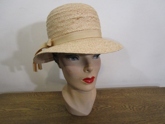 Vintage Amy New York Straw Sun Hat - 1960's Fine Straw Cloche Hat - Vintage Sun Hat - Bucket Hat