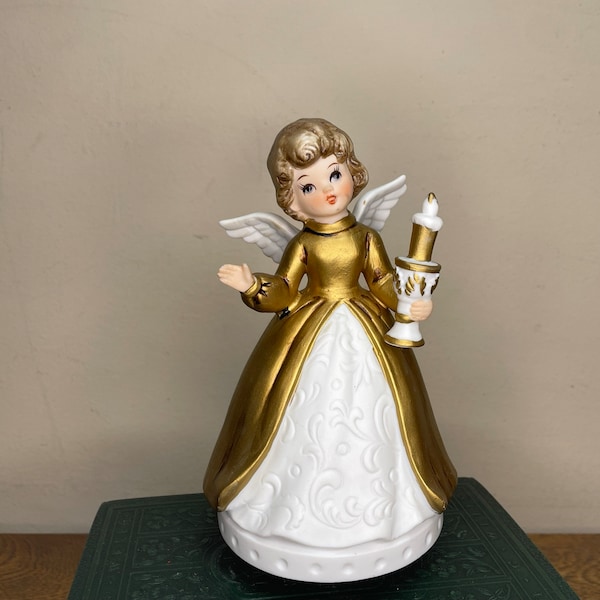 Vintage Berman & Anderson Christmas Angel Music Box - Angel with Candle Music Box - Plays "Silent Night" - Rotating - Japan