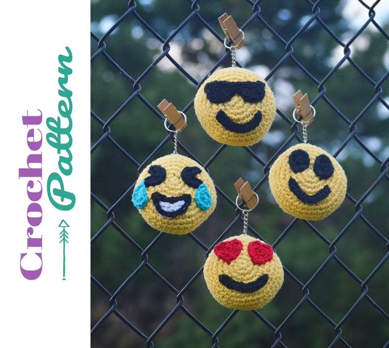 Crochet Pattern Emoji Keychain Crochet Emojis PDF Amigurumi Etsy