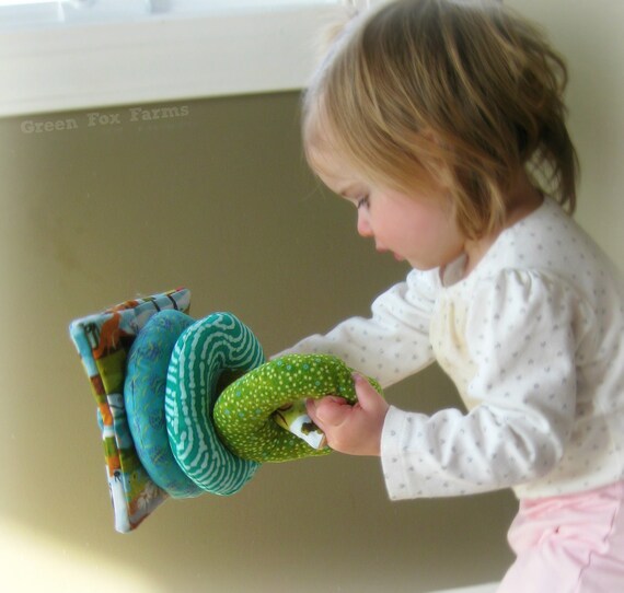 Items similar to CUSTOM Soft Ring Stacker Toy Baby Stacking Rings Woodland Toddler Toy MADE to