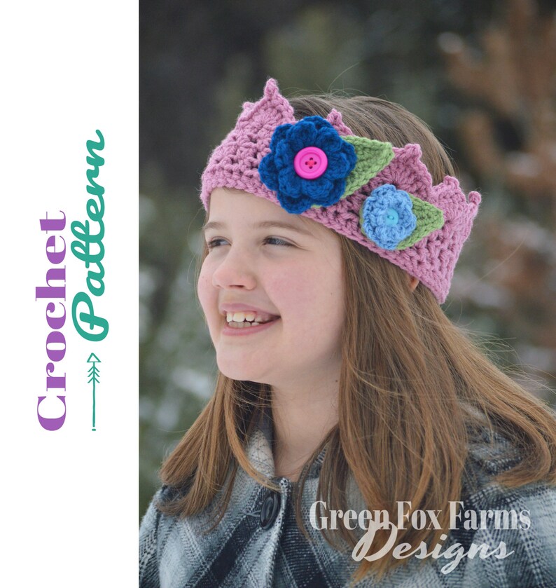 Crochet Patterns Flower Crown. Birthday Crown Flower Girl Etsy