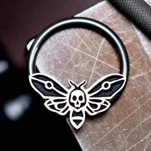 16G Death's Head Moth Captive Bead Ring - Septum, Daith, Helix & Conch Piercings - Sold Individually - Skull Hawkmoth - Nickel-Free Jewelry