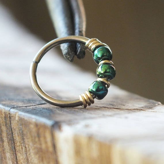 June Bug Green Nose Ring Boho Piercing Cartilage Earring | Etsy