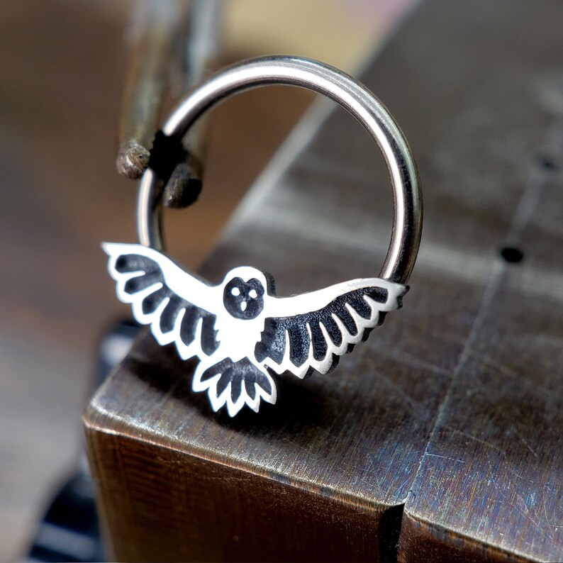 16G Owl Captive Bead Ring Septum Daith Helix & Conch Etsy